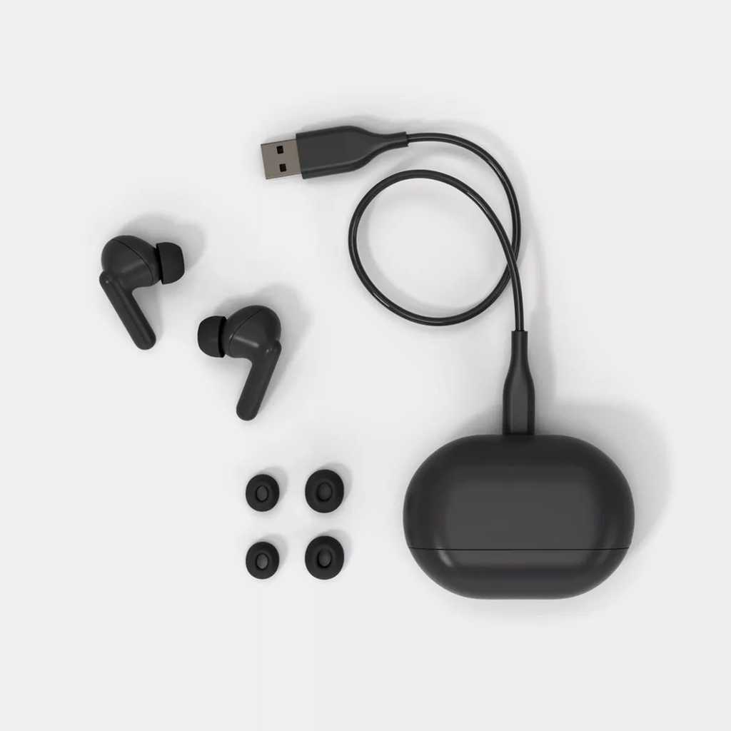 Black Wireless In‑Ear Bluetooth Earbuds Lightweight Compact Charging Case